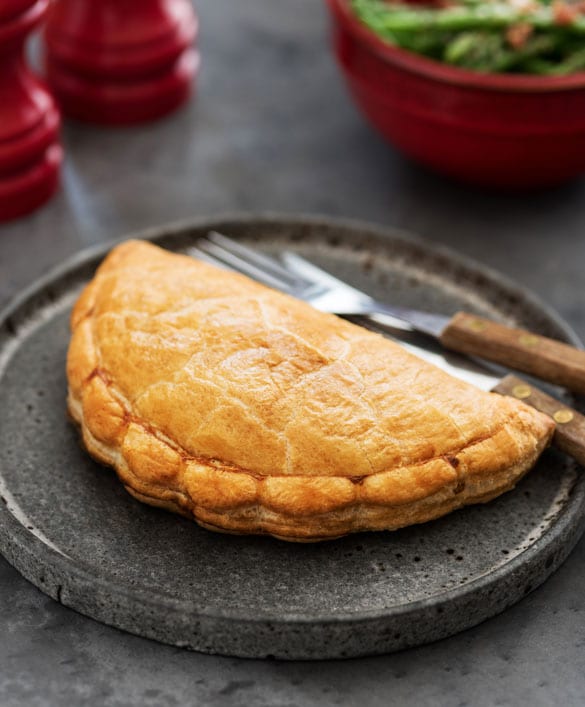 Pasty on a rustic plate