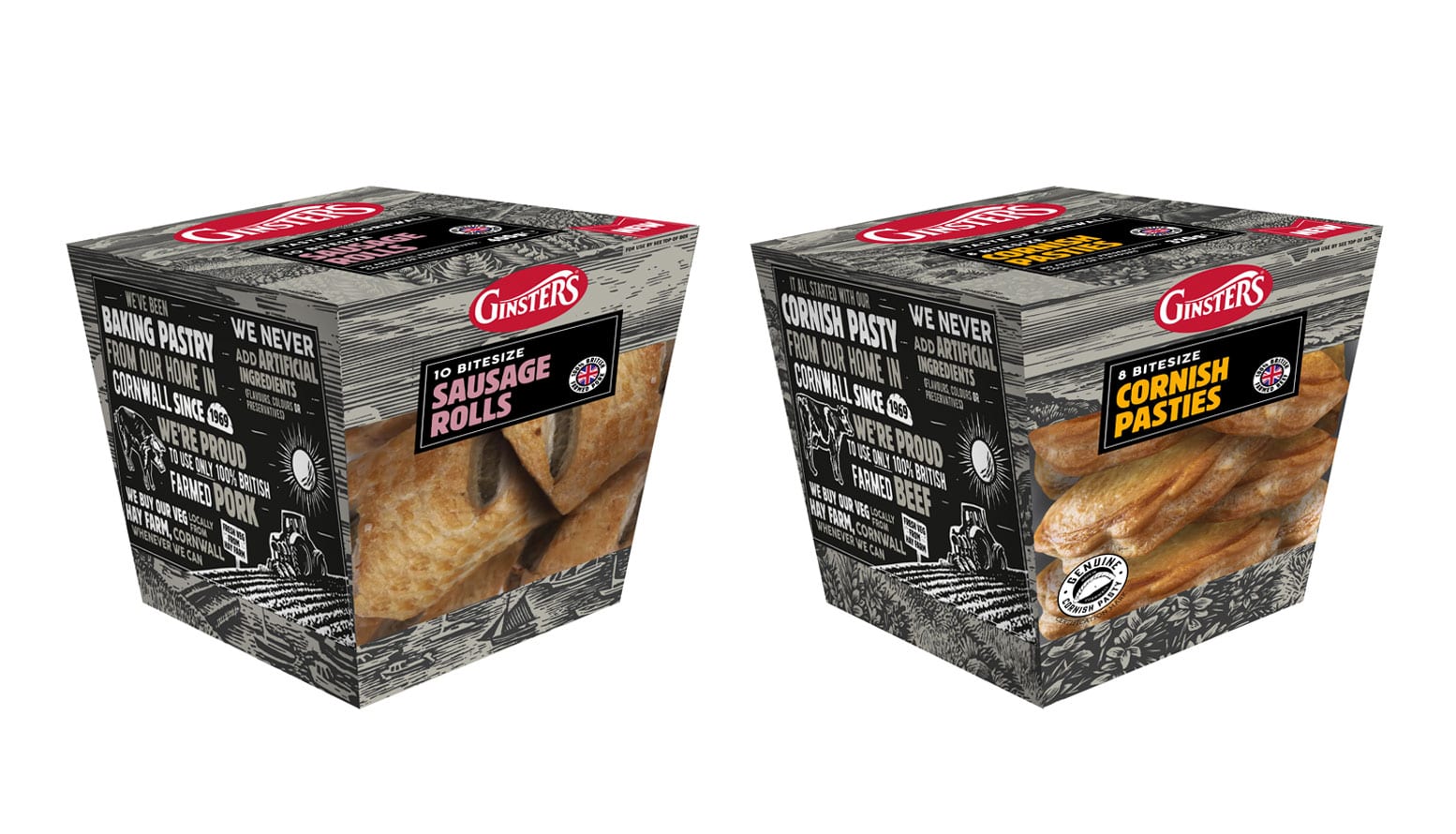 Ginsters Sausage Rolls and Cornish Pasties